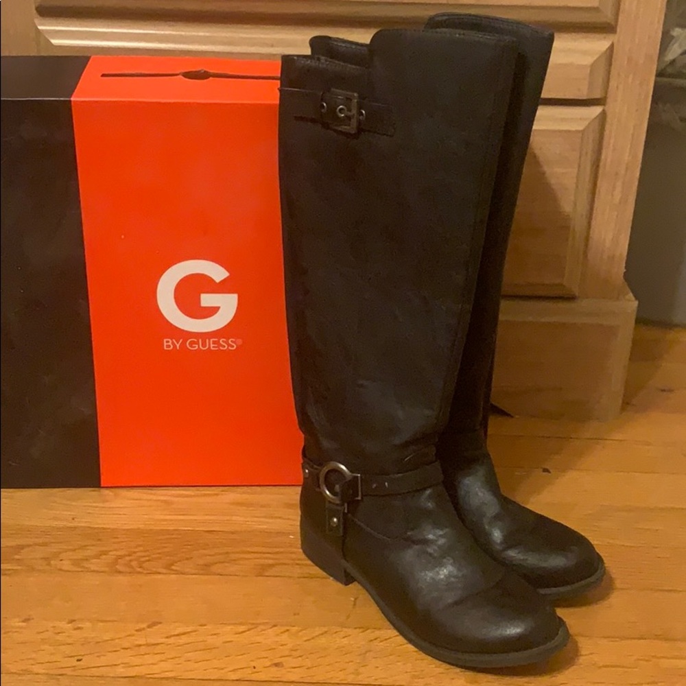 Guess Hellia black leather riding boots